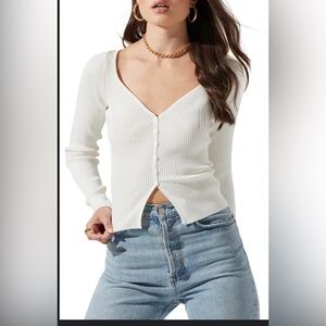 ASTR THE LABEL Anthropologie white Sweater cardigan top M